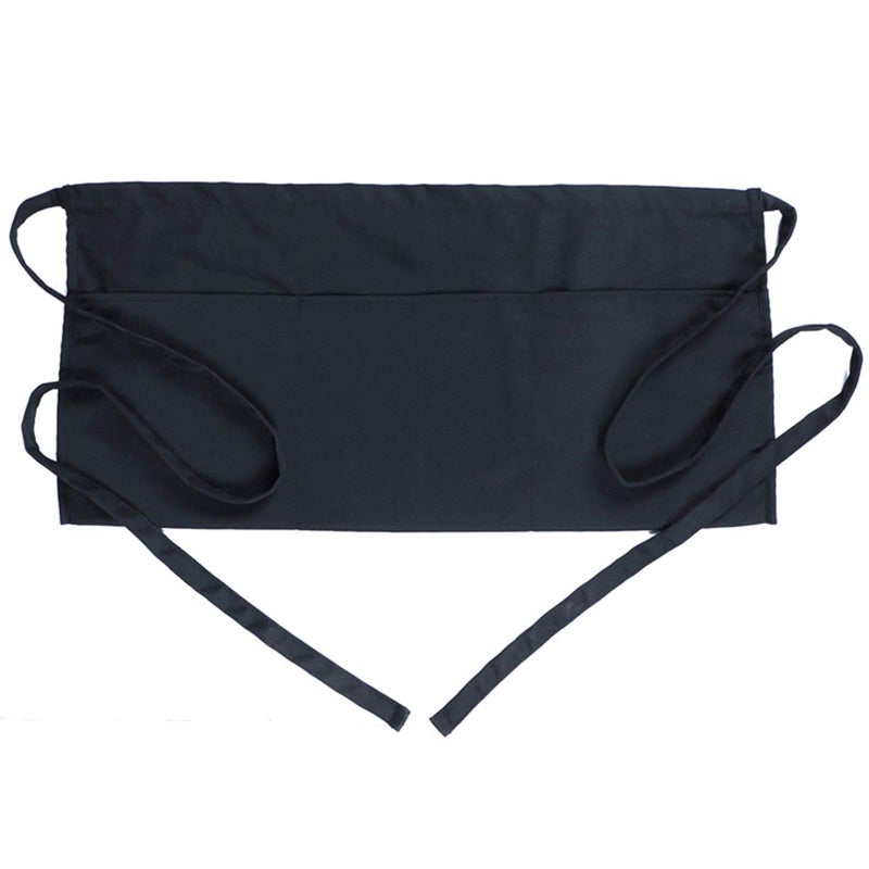 BOHARERS Waist Apron with 3 Pockets - Black Waitress Waiter Server Short Aprons - Image 1